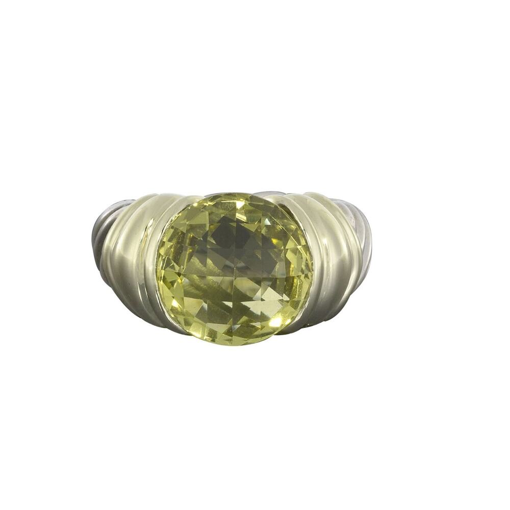 David Yurman Capri Lemon Citrine Quartz 14k Yellow Gold Sterling Silver Ring 6